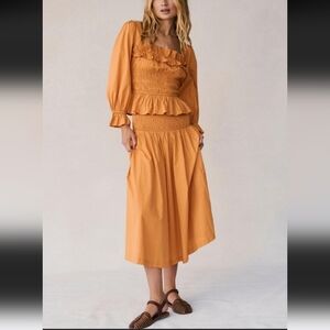 NWOT-Free People Keep The Romance Burnt Orange Skirt Set